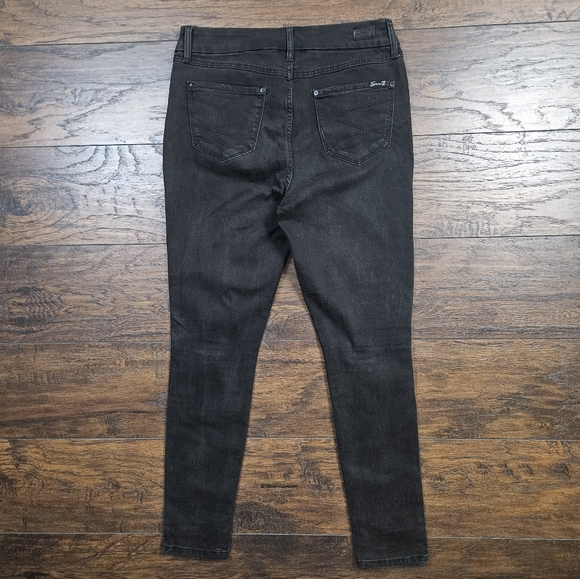 Seven7 Women's Tummyless Mid Rise Slimming Skinny Jean Black Size 10 - Picture 3 of 11